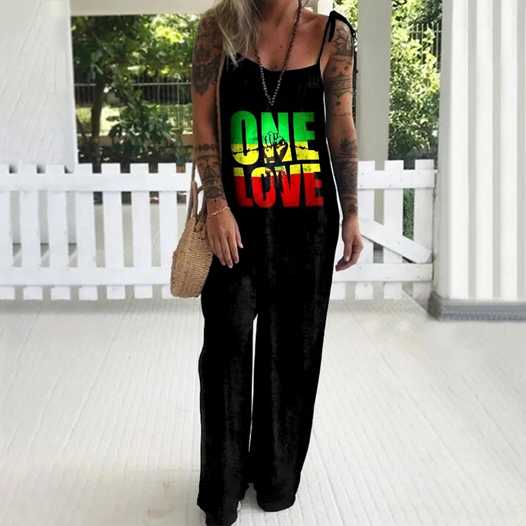Juneteenth One Love Print Casual Jumpsuit