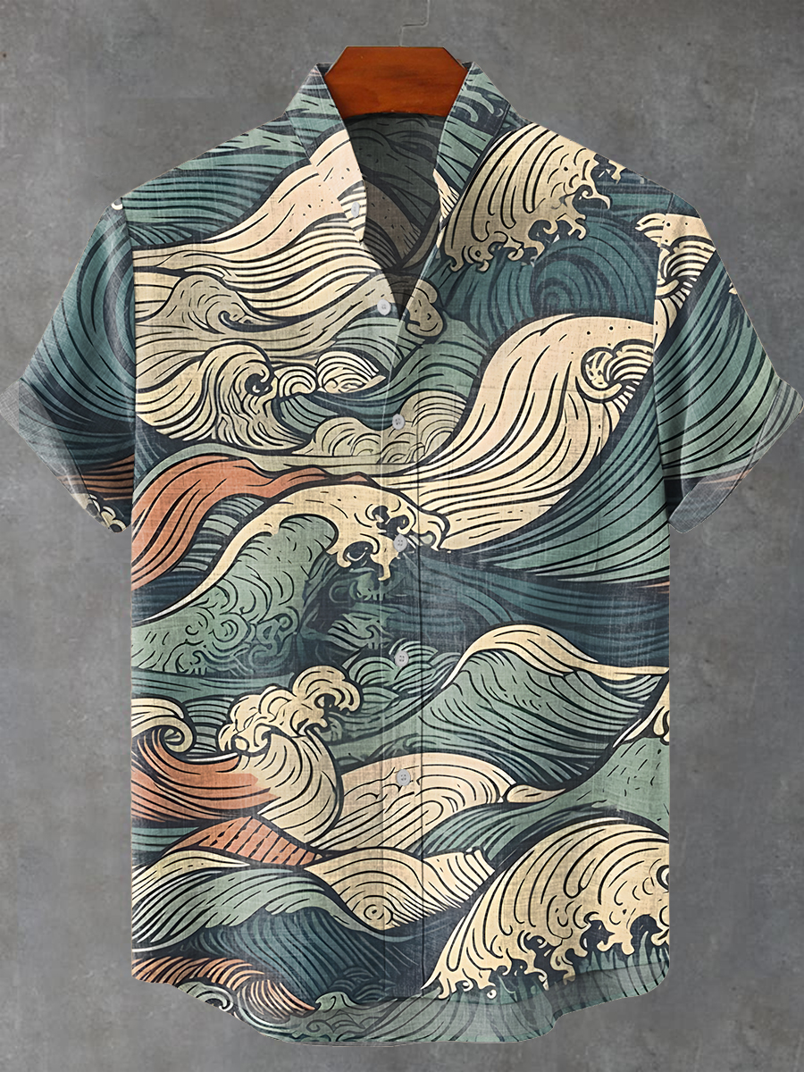 Ocean jurk 100% katoen -bana- retro print main image 1