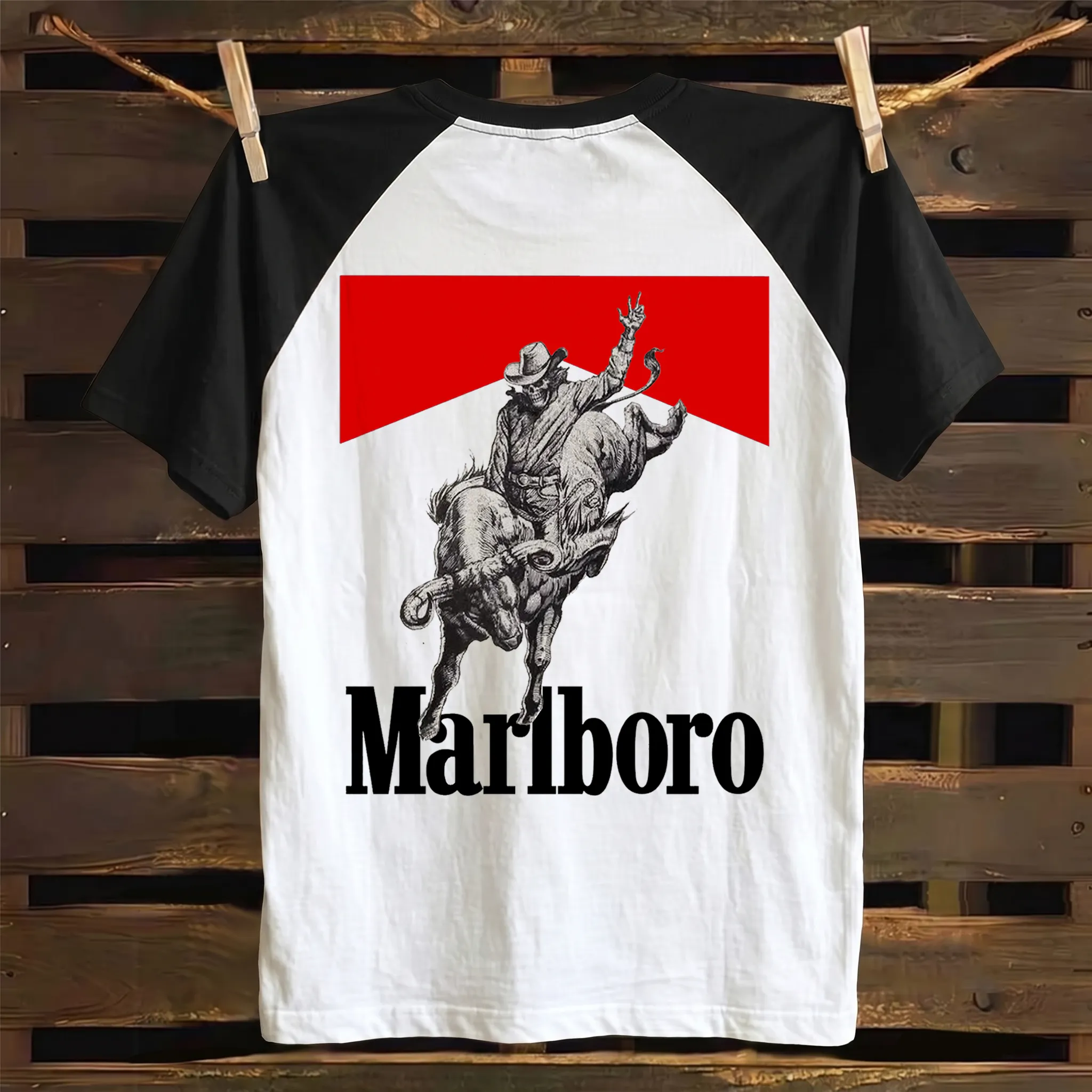 Western Cowgirl Graphic Print Color-block Raglan T-shirt