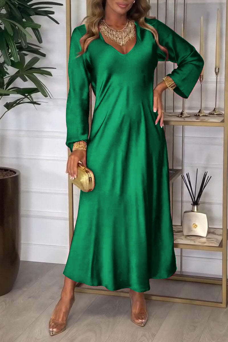 Charisse - Long-Sleeved Satin Dress