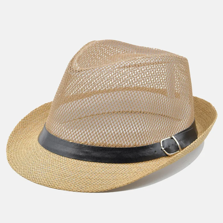 Men's Retro Hollow Out Belted Outdoor Straw Hat