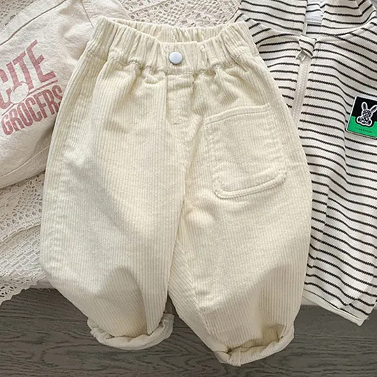 【18M-10Y】Boys Corduroy Solid Color Casual Pants