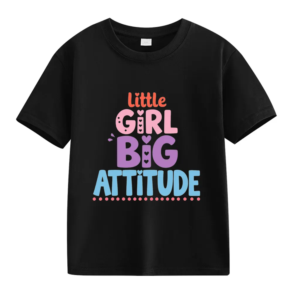 【2Y-13Y】Little Girl Big Attitude Graphic T-Shirt For Kids
