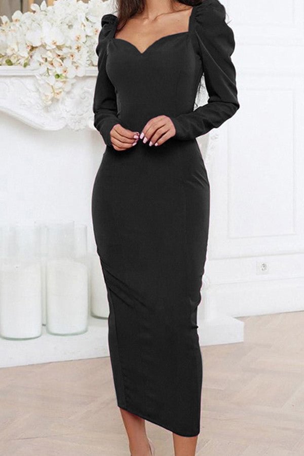 Solid Color Long-sleeved Prom Dress - Shop Trendy Women's Clothing | LoverChic