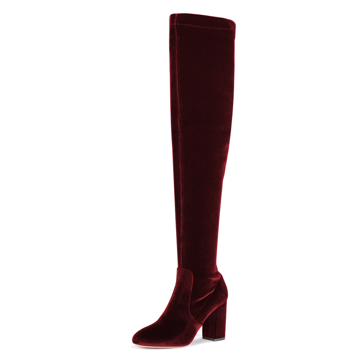 Burgundy velvet 2024 knee high boots