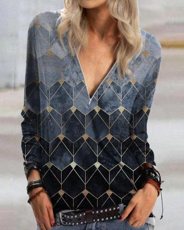 Casual V-Neckline Long Sleeve Blouses
