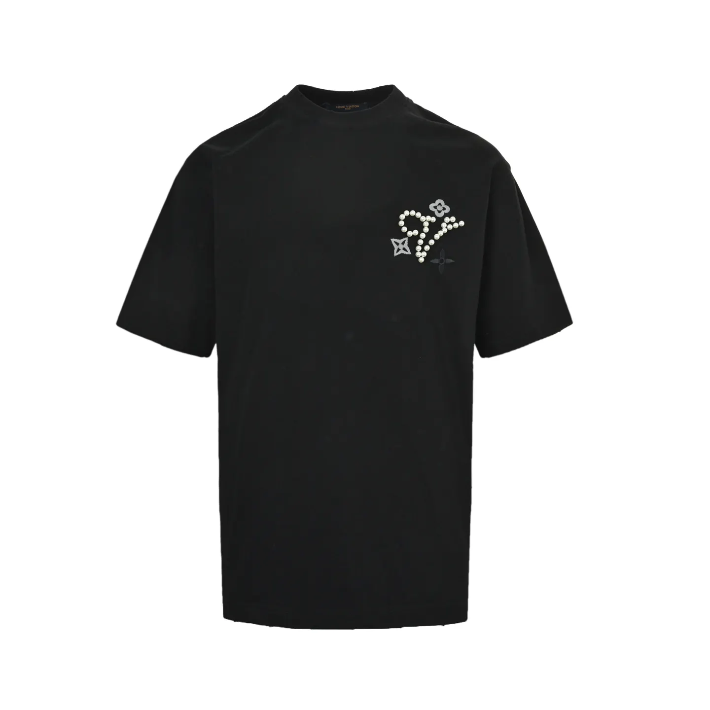 Black Pearl Embellished Oversized T-Shirt - Front View