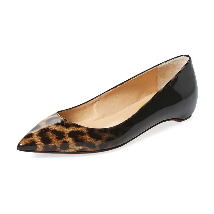 Women's Leopard Print Flats Comfortable Shoes Pointy Toe Flats |FSJ Shoes