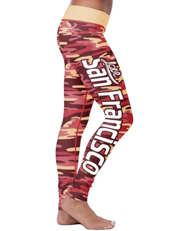 San Francisco 49ers Football Fitness Sports Printed Stitching Yoga Pants