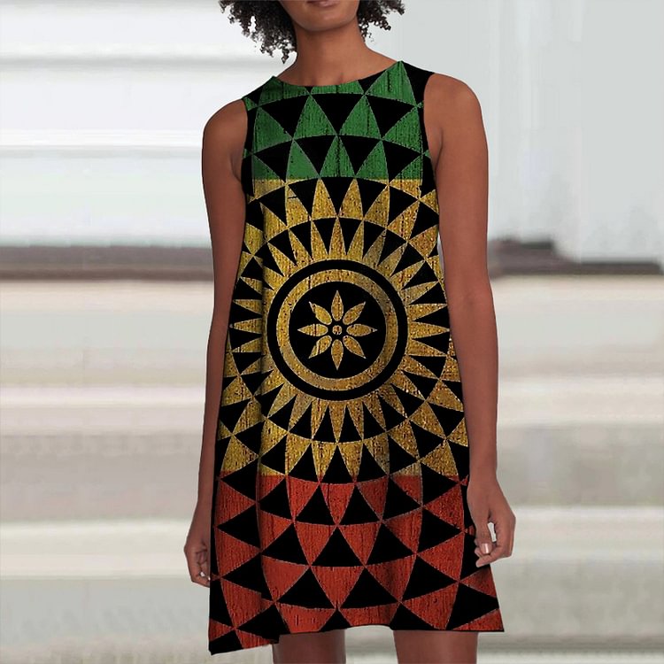 Vintage Juneteenth Print Mini Dress