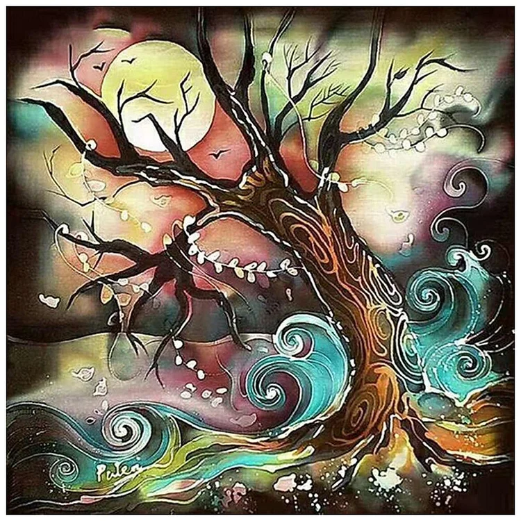 Tree Round Full Drill Diamond Painting 35X35CM(Canvas) gbfke