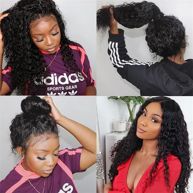 Deep Wave Pre-Made Hairline 360 Lace Frontal Ponytail Wig