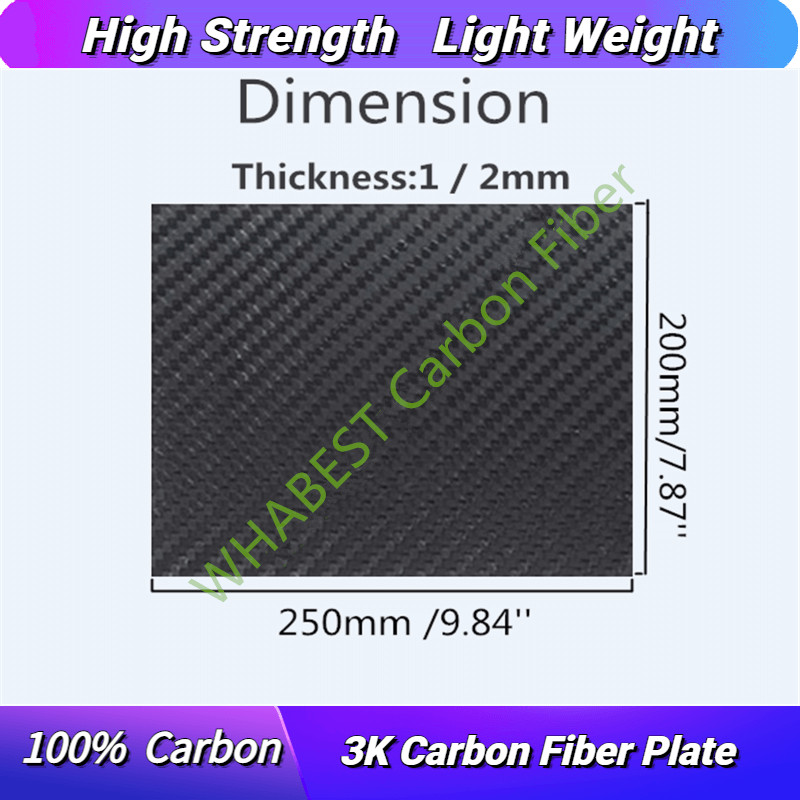 3K Carbon Fiber Plate 200x250mm 100%Pure Carbon Board Carbon Fiber Material For RC UAV/Toys Twill Matt