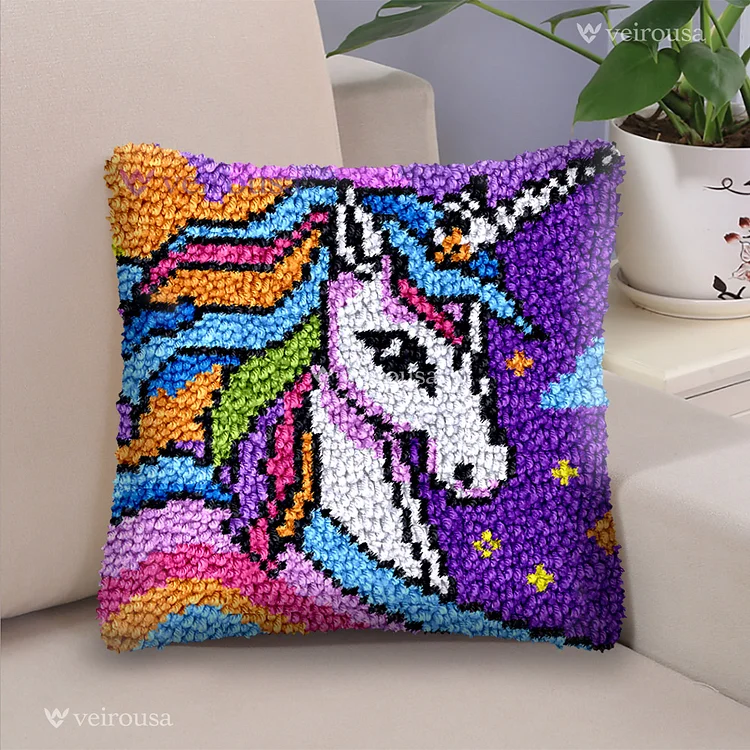 Unicorn Prince Latch Hook Pillow Kit for Adult, Beginner and Kid veirousa