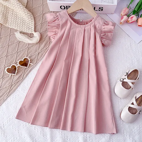 【2Y-7Y】Girls Multicolor Solid Dress