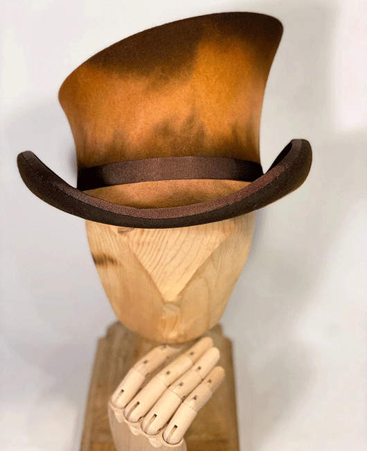 Vintage Smudge Ribbon Decor Curved Brim Top Hat Okaywear