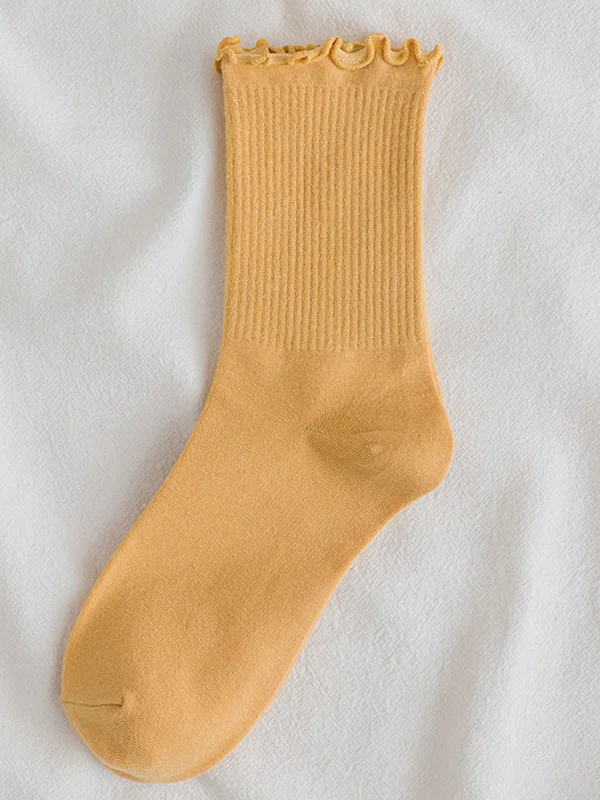 Casual Minimalist 7 Colors Falbala Socks