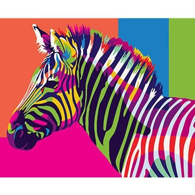 Animal Zebra Paint By Numbers Kits UK For Beginners HQD1366