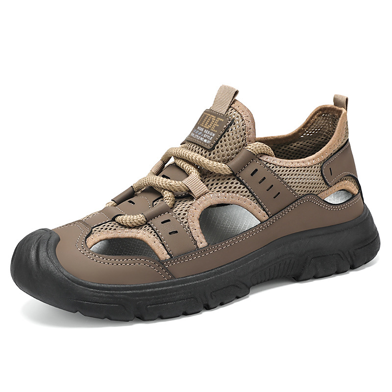 thesupersurf Mesh & Synthetic Leather Water Shoes for Men Outdoor Hiking Trekking Breathable Quick-Dry Sandals with Anti-Slip Sole