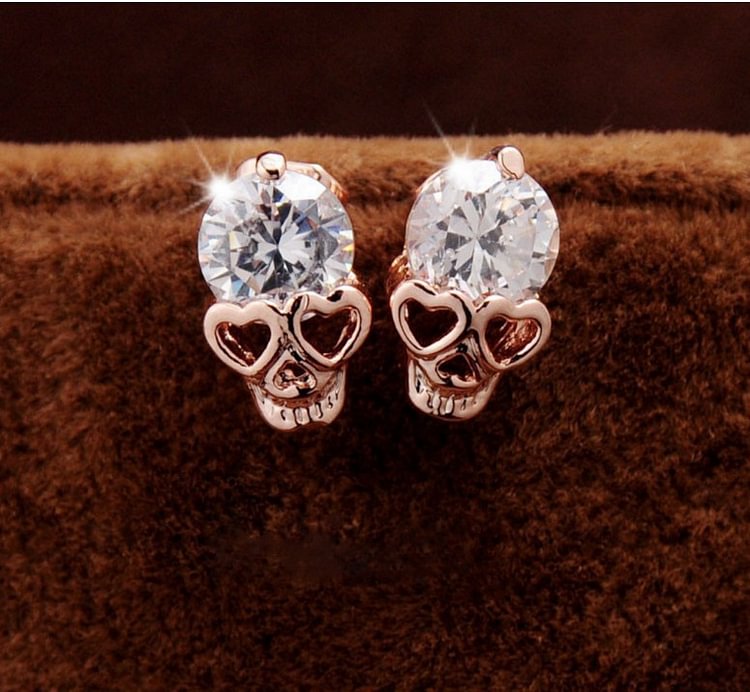 Fashion Zircon Skull Stud Earrings