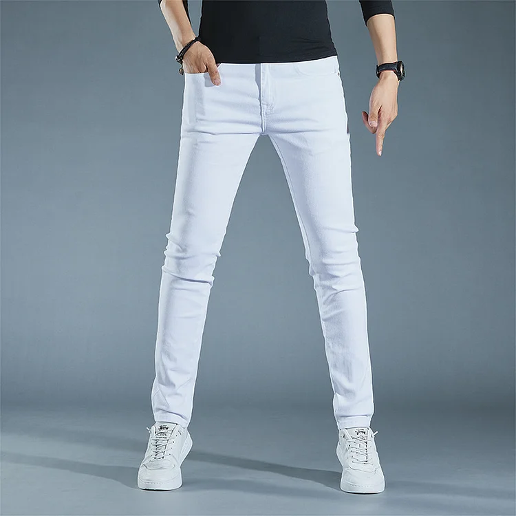 Men's clothing in stock 2024 ashion brand jeans straight men's slim trousers trendy youth mid-waist pants_ ecoleips_old