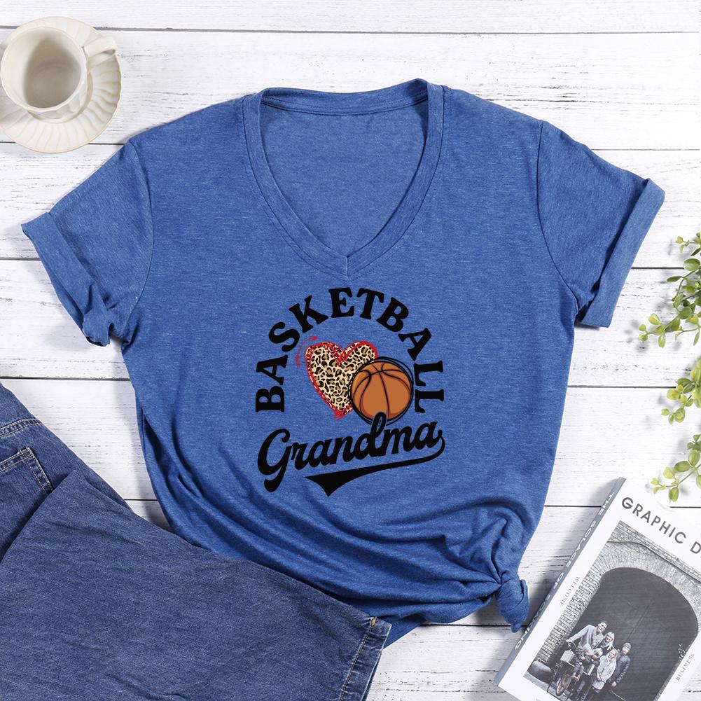 Basketball Grandma V-neck T Shirt-Guru-buzz