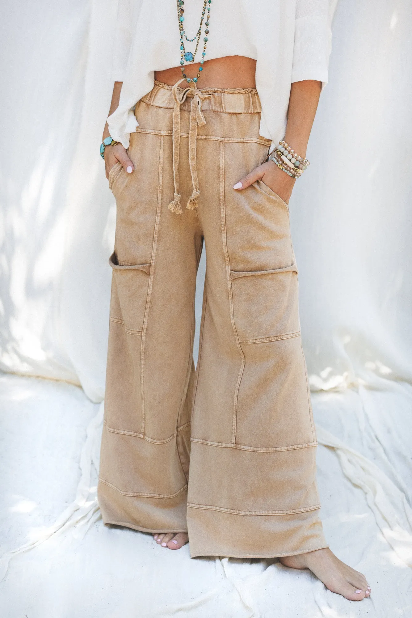 Lucky One Wide Leg Pant - Camel