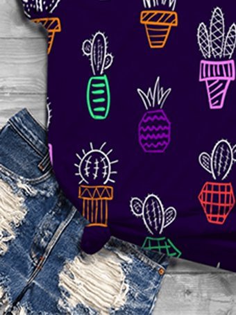 Bestdealfriday Casual Printed Short Sleeved Round Neck T-Shirt 9343054
