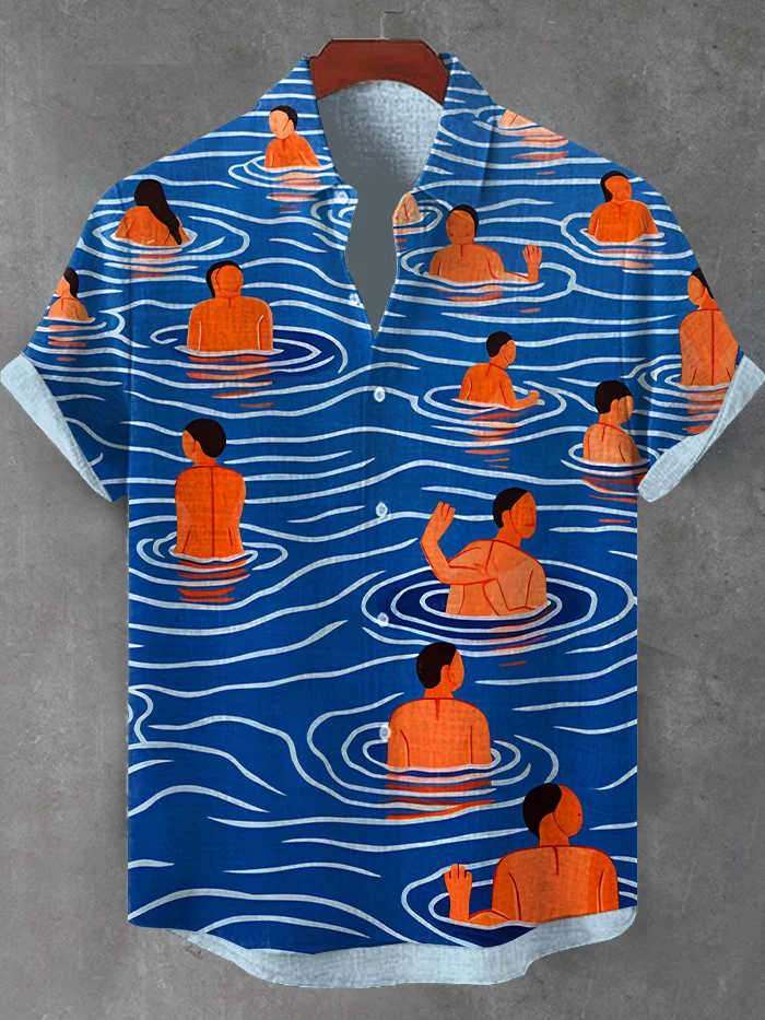 Men's Vacation Swimming Pool Funny Art Print Shirt