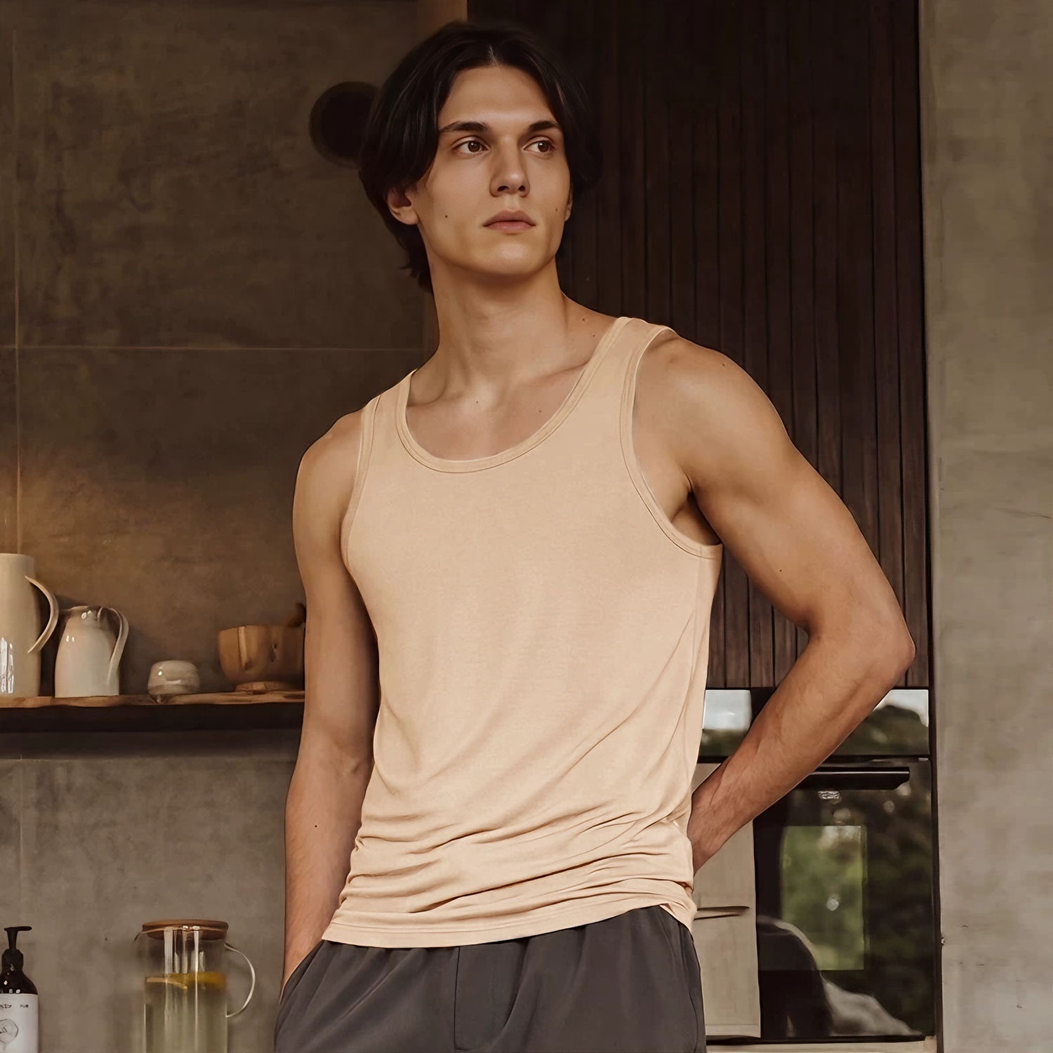 100% Silk Tank Top Lightweight Base Layer Undershirt for Men REAL SILK LIFE