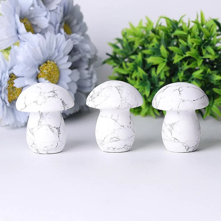 2" Howlite Mushroom Crystal Carvings Plants Bulk