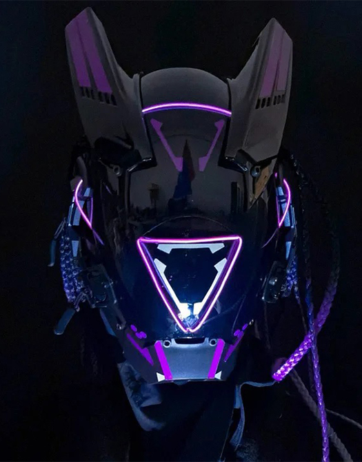 Cyberpunk angular glowing mask