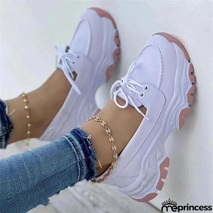 Female Thick Sole Low Top Relaxed Sneakers