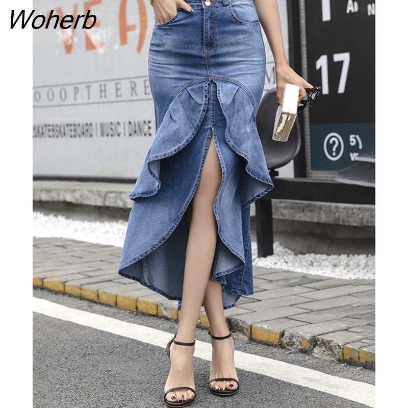 Woherb Fashion Women S Skirt Fishtail High Waist Hip Wrap Spliced