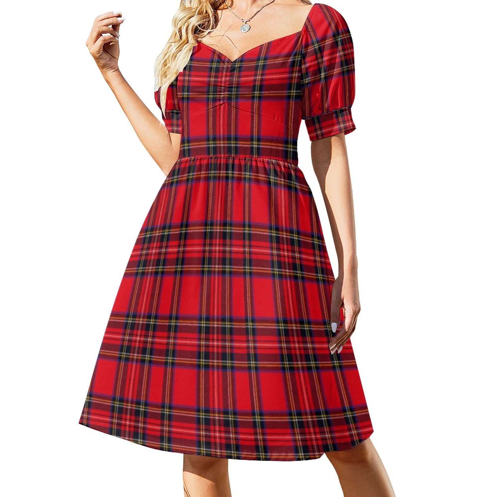 black and red plaid dress womens Red Plaid Gothic Corset Dress | Punk Tartan Halter Mini Dress main image 1