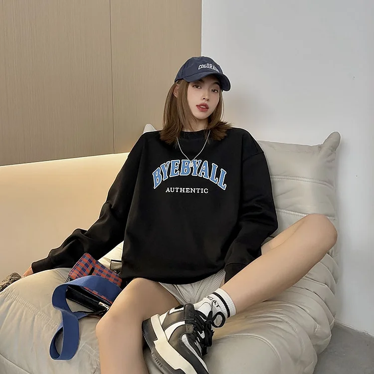 BYEBYALL New simple letter casual round neck sweatshirt