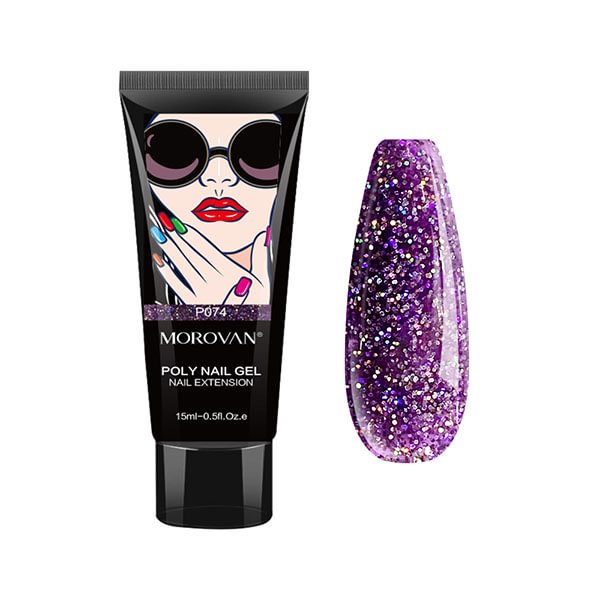 Morovan Purple Glitter Poly Nail Gel P074