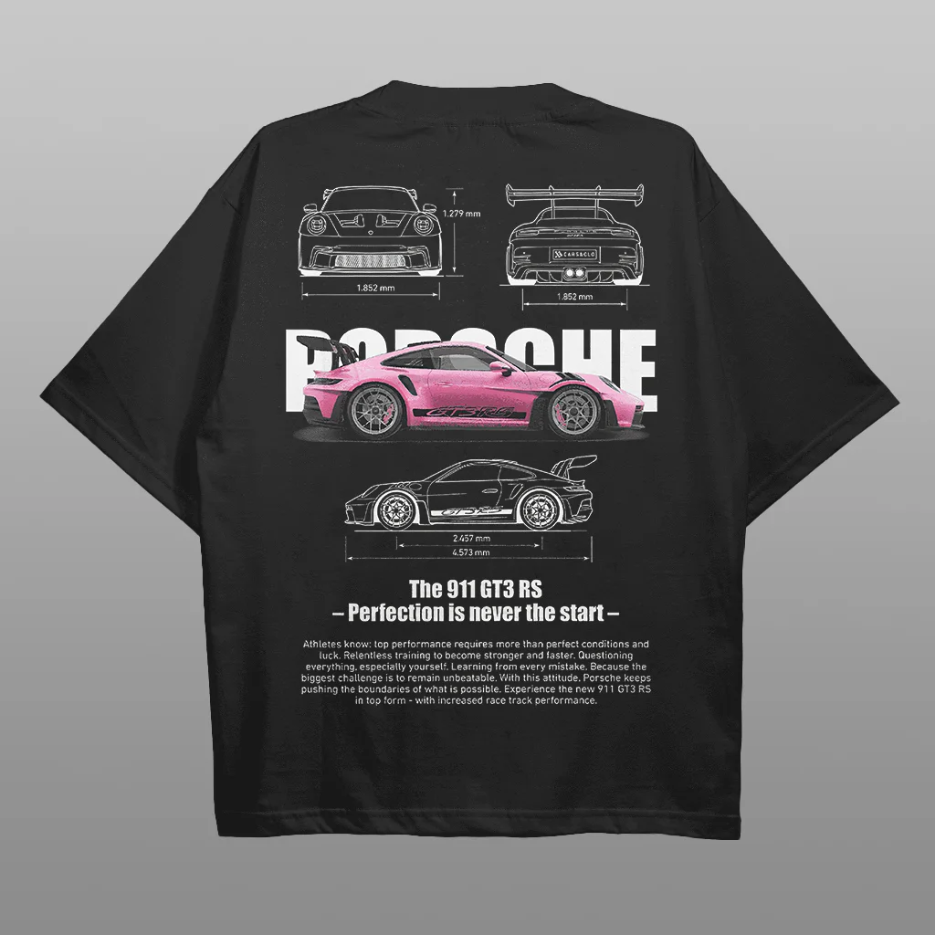 Porsche 911 GT3 RS Car Printed Men's Oversized T-shirts - Devcarry