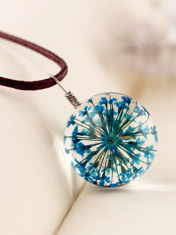 VChics Four Leaf Clover&Timeless Flower&Dandelion Handmade Necklace