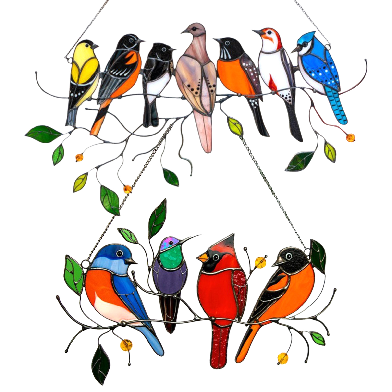 Birds on A Wire Stained Glass Window Hanging Bird Series Decor Ornaments, 501 Original
Birds on A Wire Stained Glass Window Hanging Bird Series Decor Ornaments, 501 Original
