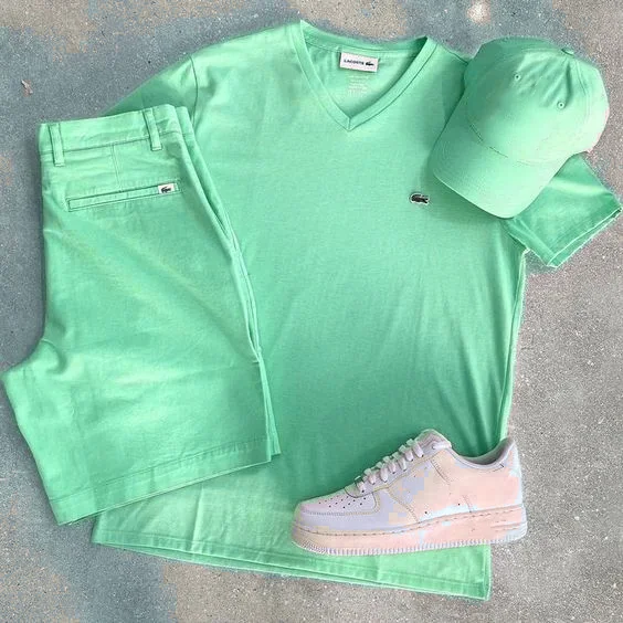 Pink Fashion alligator print short sleeve Shorts Set