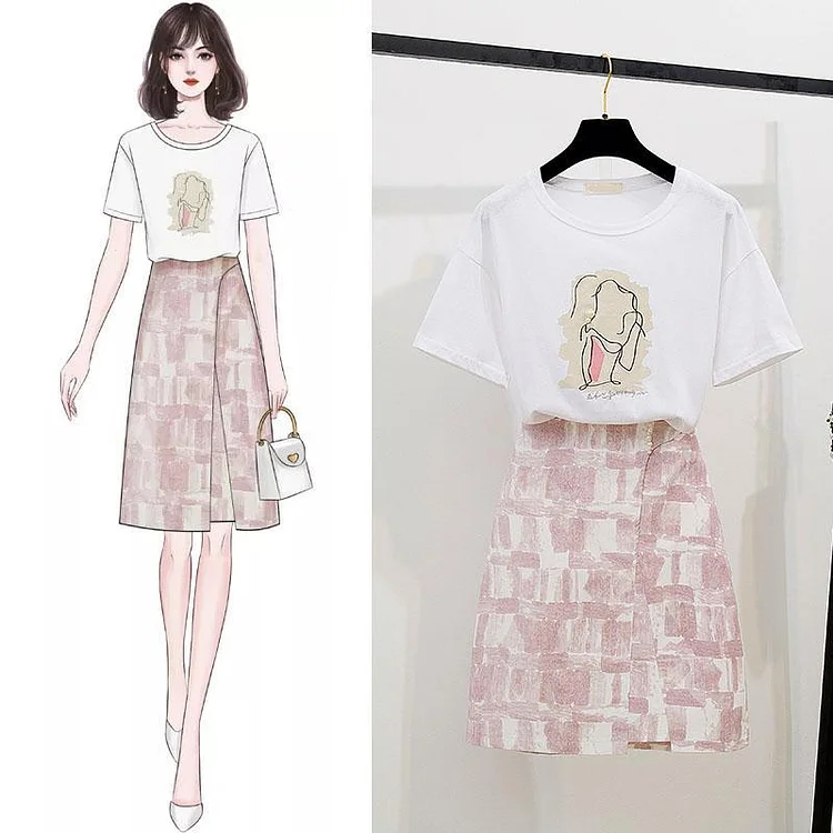 Basic Tee+ Tie Dyed Skirt P10135