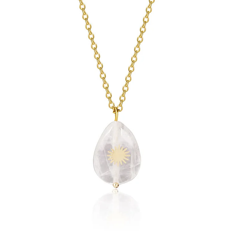 Hexagram Water Drop Healing Gemstone Necklace| Clear Crystal 