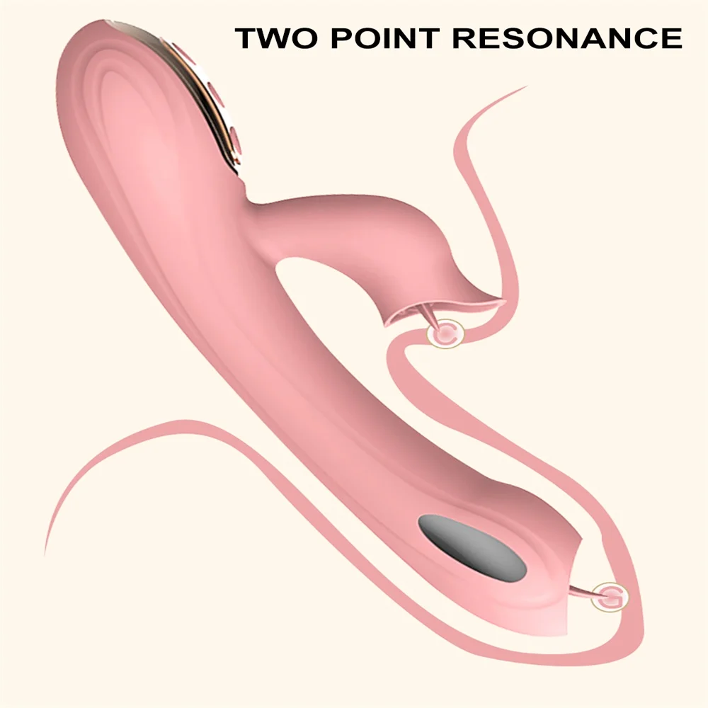 Electric Shock Vibrator Tongue Licking Telescopic Vibrator Anus Stimulating Female Masturbator - Rose Toy
