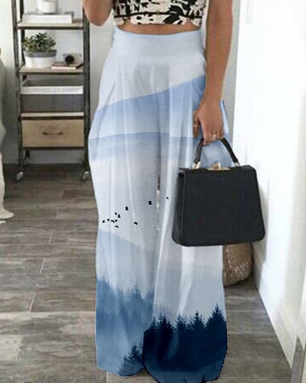 Casual Landscape Print Spring New Popular Designer Ladies Pants - Chicaggo
