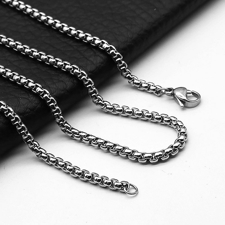 YOY-Stainless Steel Square Rolo Stainless Steel Chain Necklace