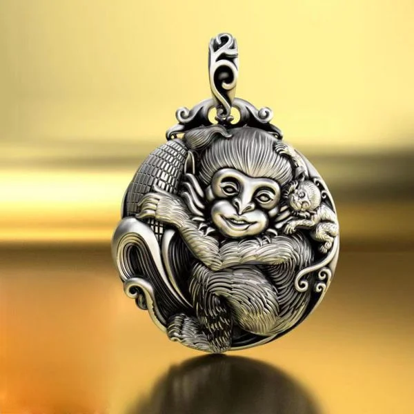 Sterling Silver Golden Monkey Pendant Necklace
