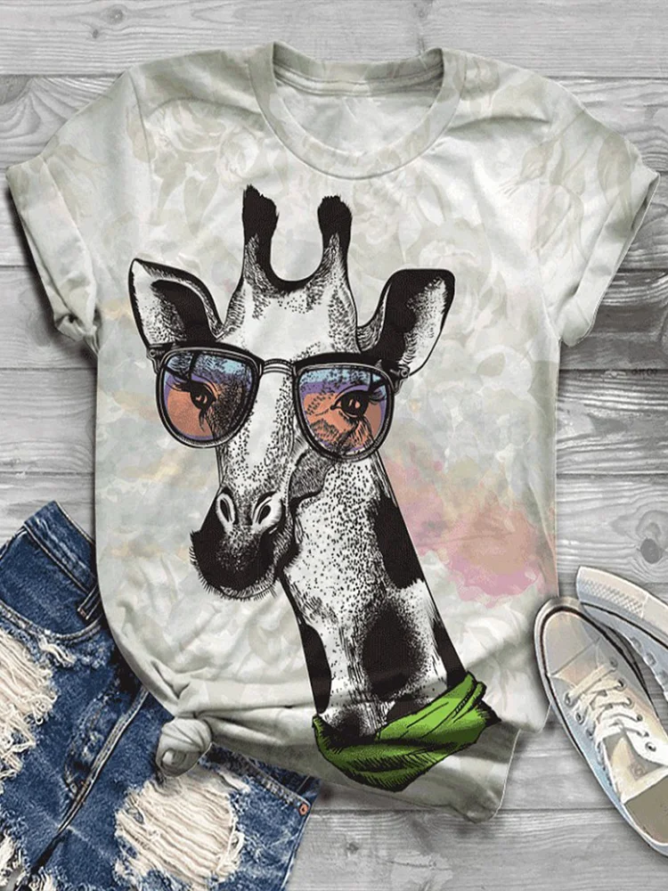Bestdealfriday Plus Size Casual Animal Cotton Blend Shirts Tops 8732689