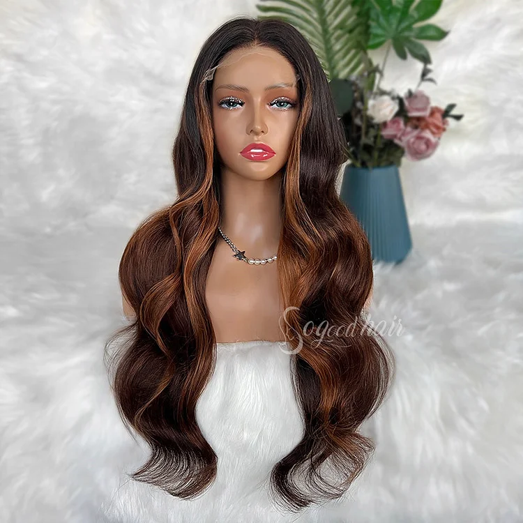 Flora| Ombre Caramel Brown with Honey Brown Raw Hair Wig