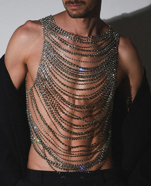 Fashion Multi-Layered With Rhinestone Body Chain 